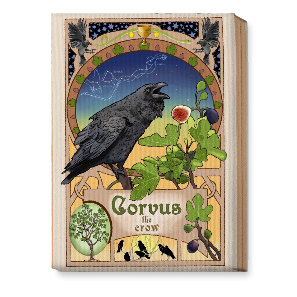 Art Nouveau Crow Wall Art, No Frame, Single piece, Canvas, 10x14, Multicolor