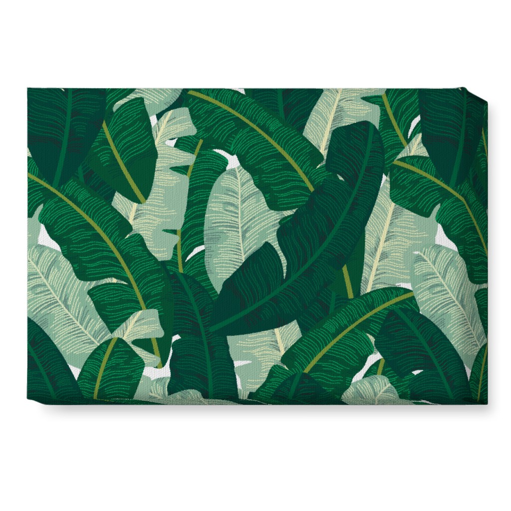 Classic Banana Leaves - Palm Springs Green Wall Art, No Frame, Single piece, Canvas, 10x14, Green, Classic Green