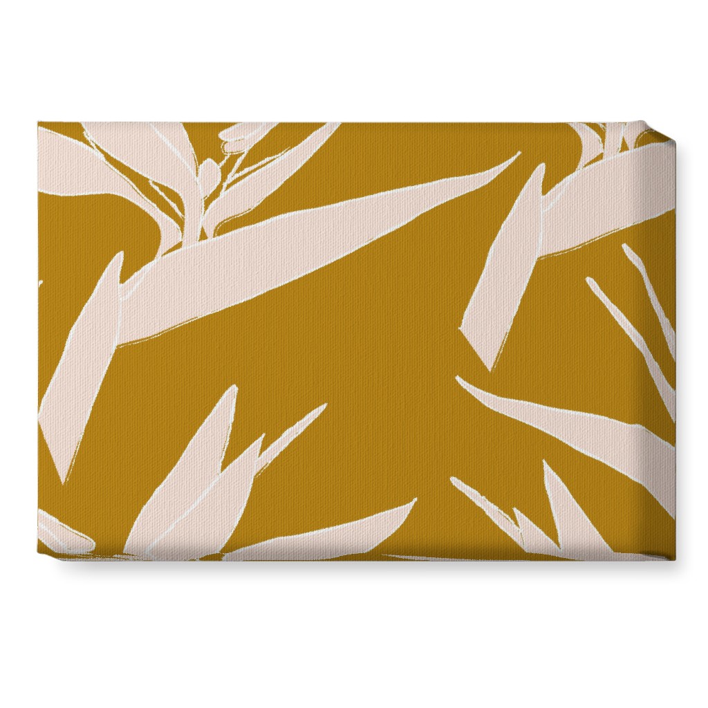 Birds of Paradise - Mustard and Pale Peach Wall Art, No Frame, Single piece, Canvas, 10x14, Yellow, Classic Yellow