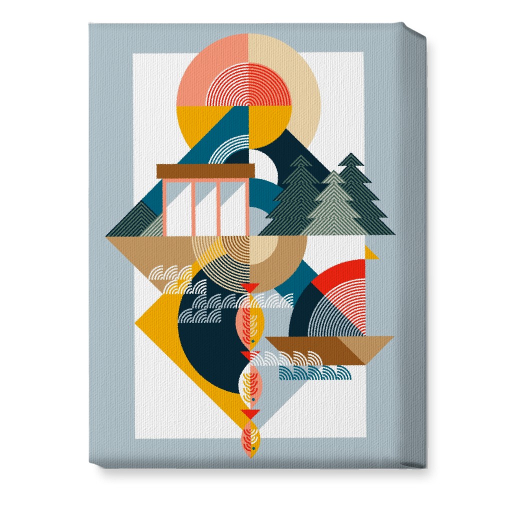 By the Sea Abstract - Multi Wall Art, No Frame, Single piece, Canvas, 10x14, Multicolor