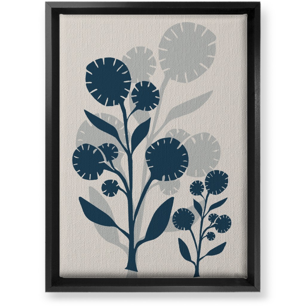 Abstract Flower Wall Art, Black, Single piece, Canvas, 10x14, Blue