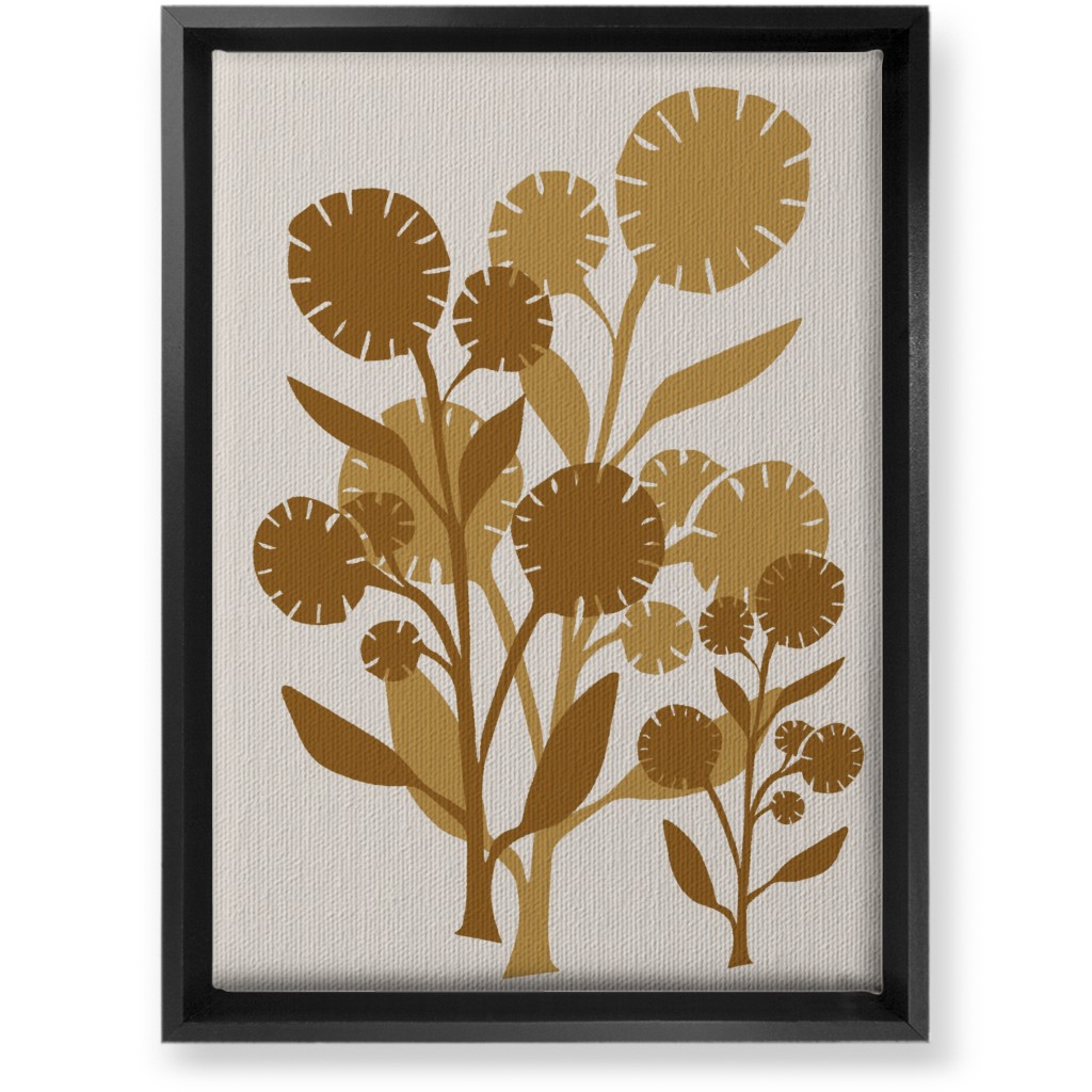 Abstract Flower Wall Art, Black, Single piece, Canvas, 10x14, Brown