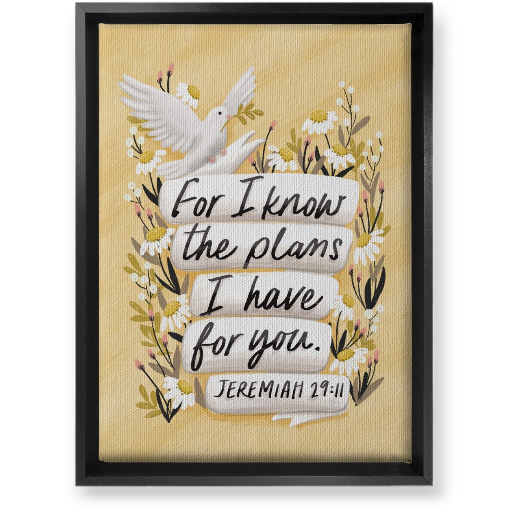 for I Know the Plans I Have for You - Yellow Wall Art, Black, Single piece, Canvas, 10x14, Yellow, Classic Yellow