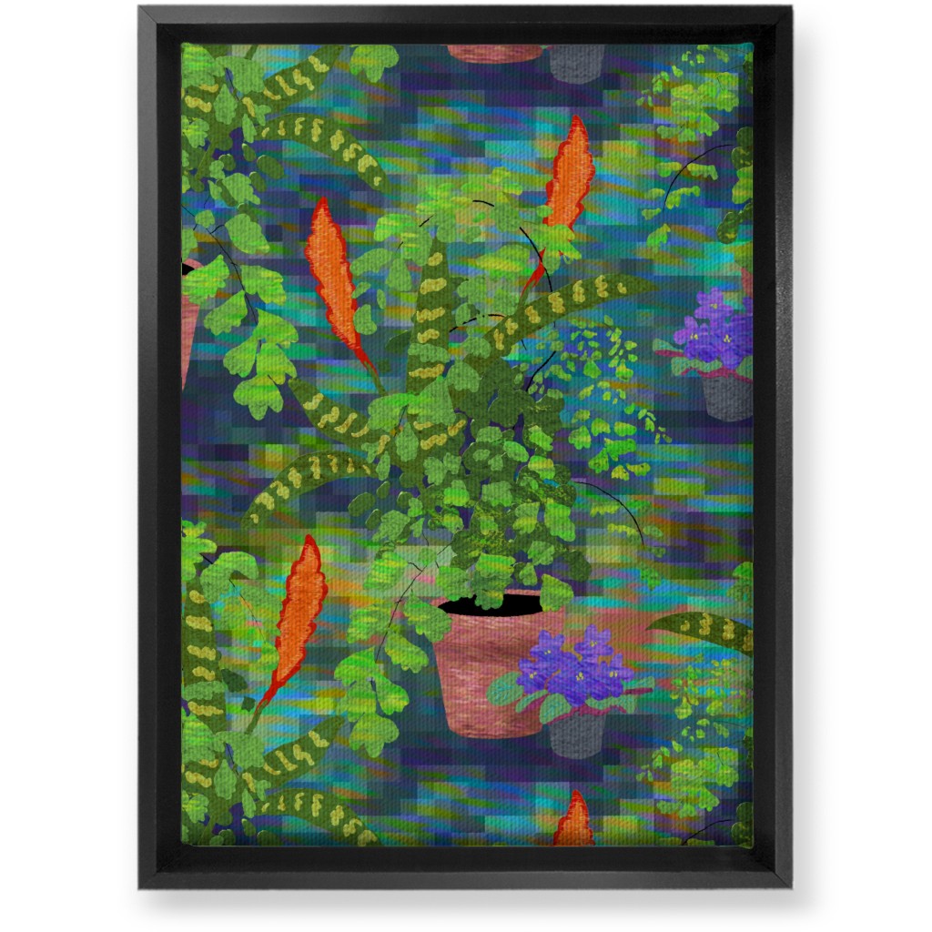 Impressionist Houseplants - Green Wall Art, Black, Single piece, Canvas, 10x14, Green, Classic Green