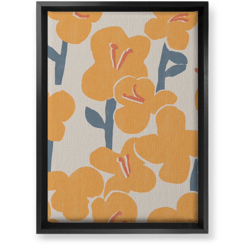 Field of Mod Flowers - Yellow Wall Art, Black, Single piece, Canvas, 10x14, Yellow, Classic Yellow