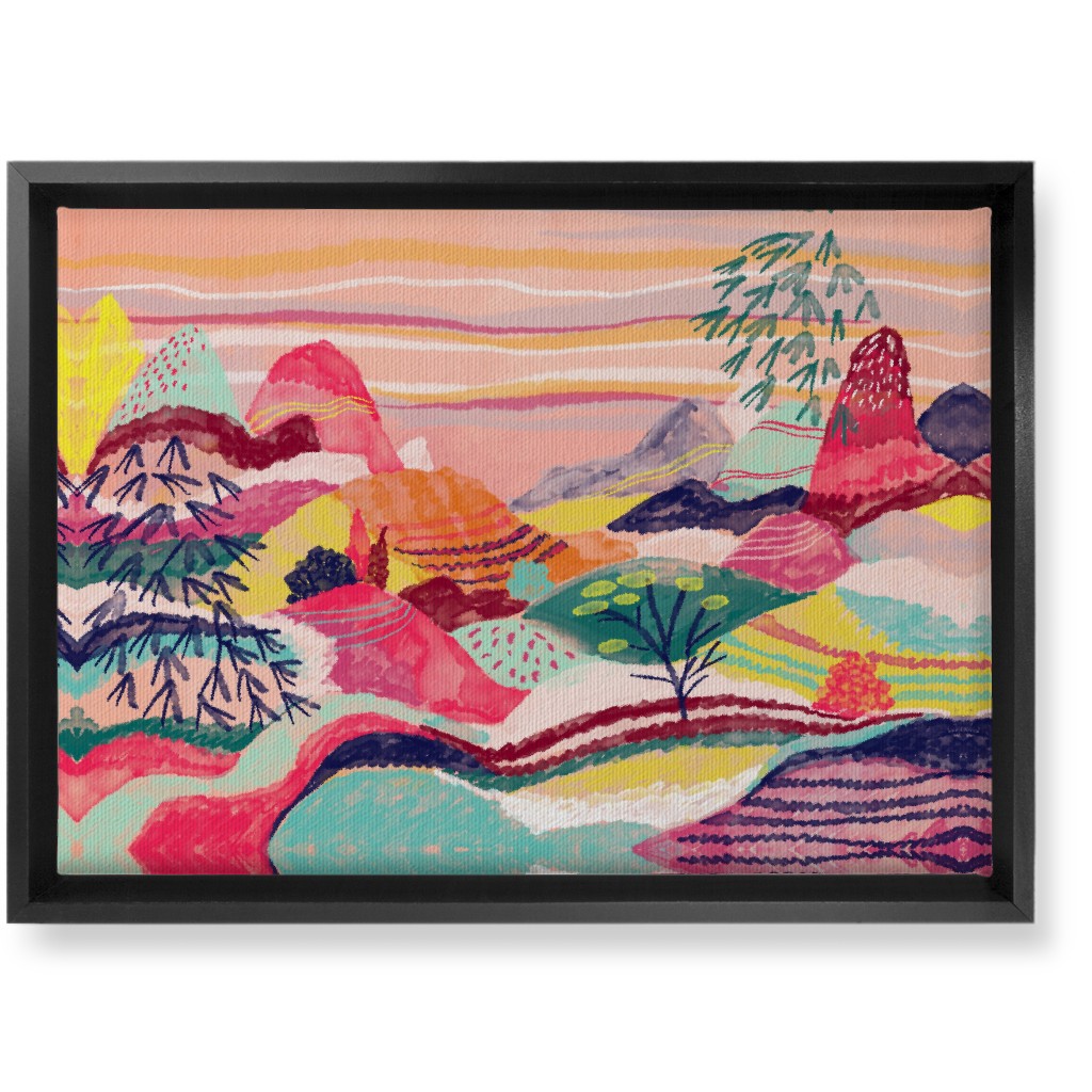 Dreamy Hills Abstract - Vibrant Wall Art, Black, Single piece, Canvas, 10x14, Multicolor