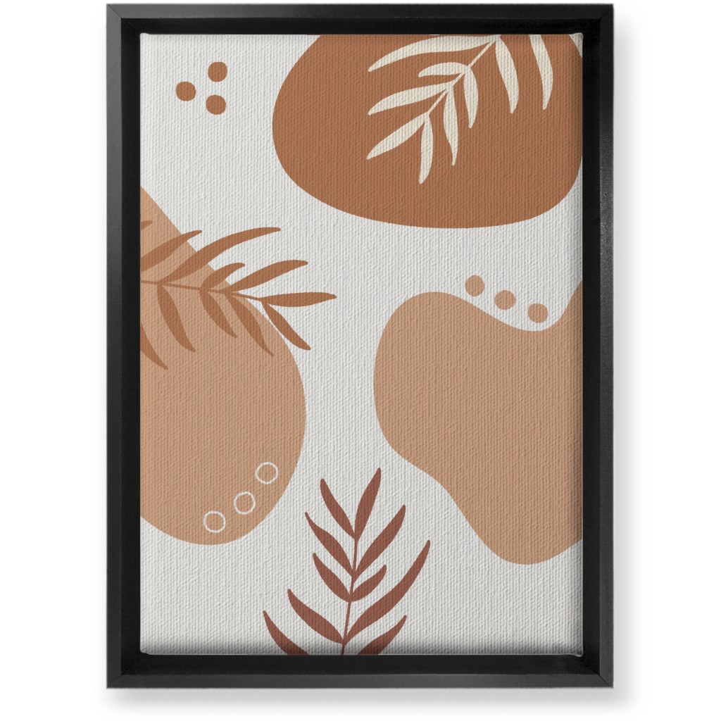 Abstract Shapes and Fern Leaves - Neutral Wall Art, Black, Single piece, Canvas, 10x14, Orange, Orange