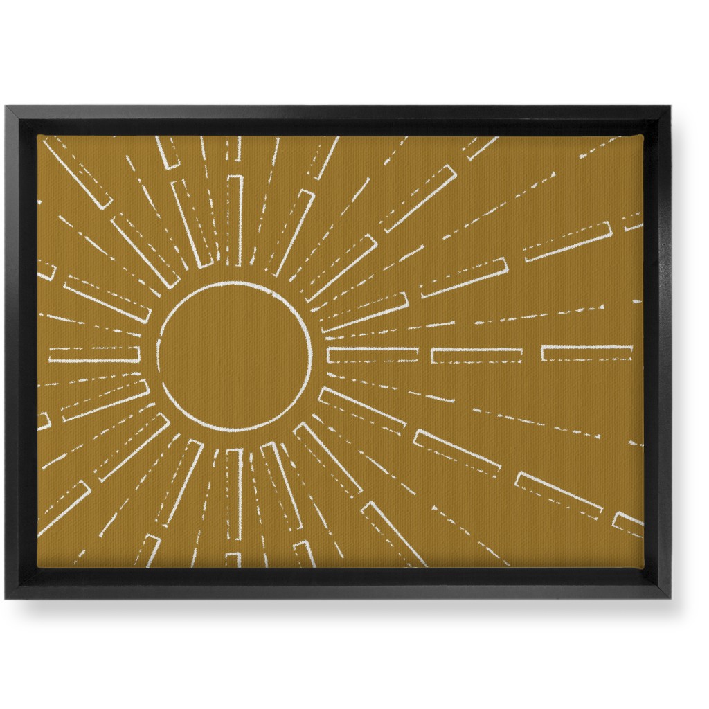 Midcentury Sunburst Wall Art, Black, Single piece, Canvas, 10x14, Yellow, Golden