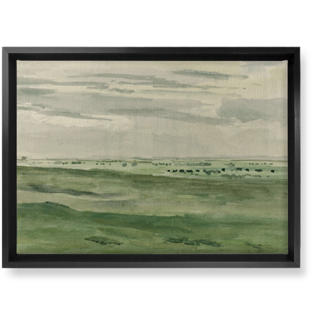 Watercolor Fields Wall Art, Black, Single piece, Canvas, 10x14, Green, Classic Green