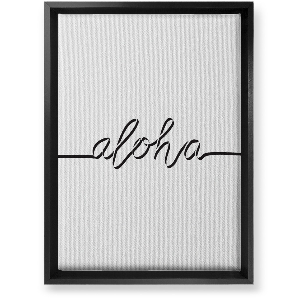 Aloha Script - Black and White Wall Art, Black, Single piece, Canvas, 10x14, White, White