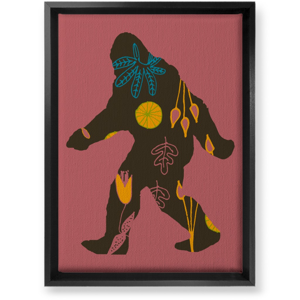 Bigfoot - Multi on Pink Wall Art, Black, Single piece, Canvas, 10x14, Pink, Bright Pink