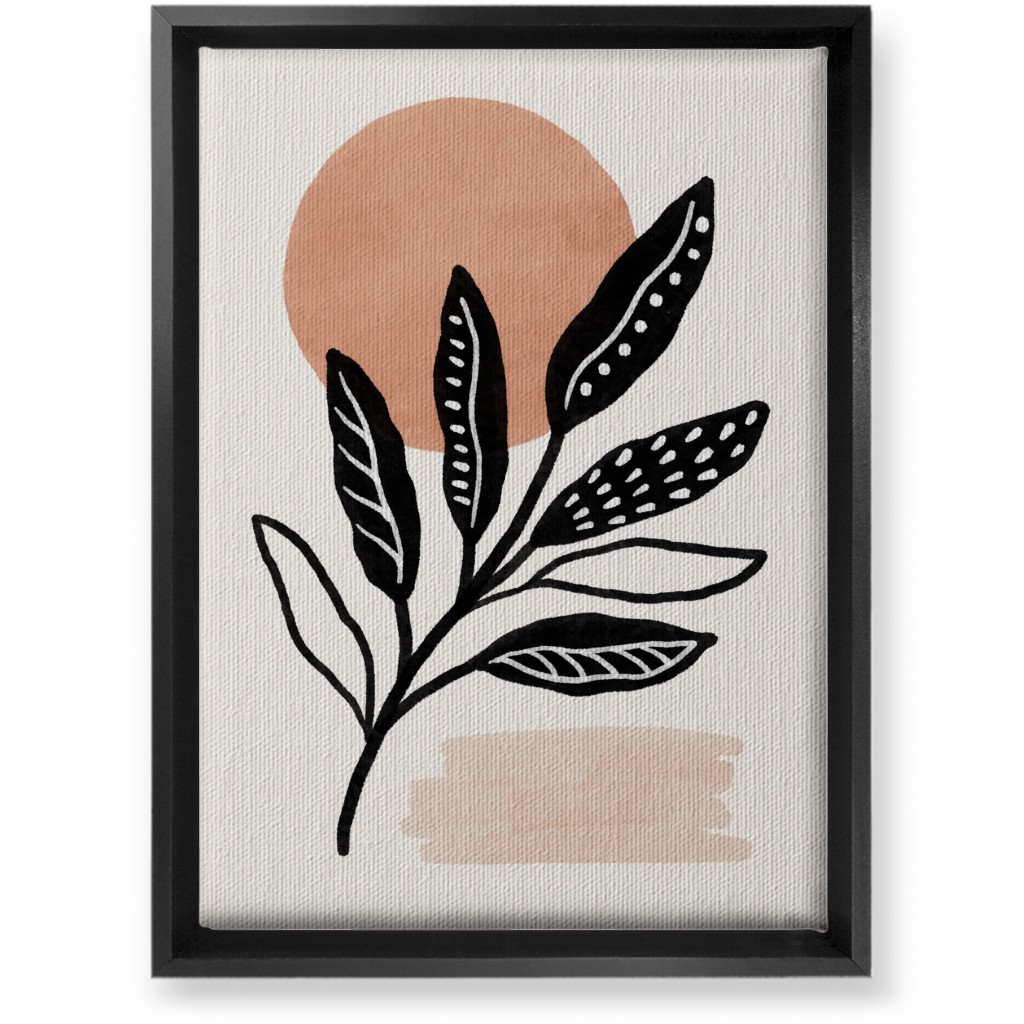Leaves At Sunset Wall Art, Black, Single piece, Canvas, 10x14, Beige