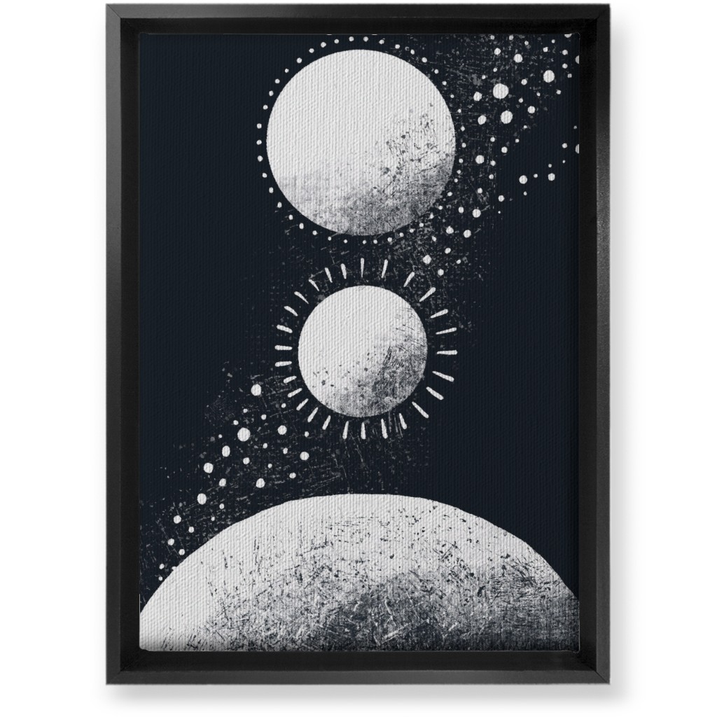 Moonrise Planets - Dark Wall Art, Black, Single piece, Canvas, 10x14, Black
