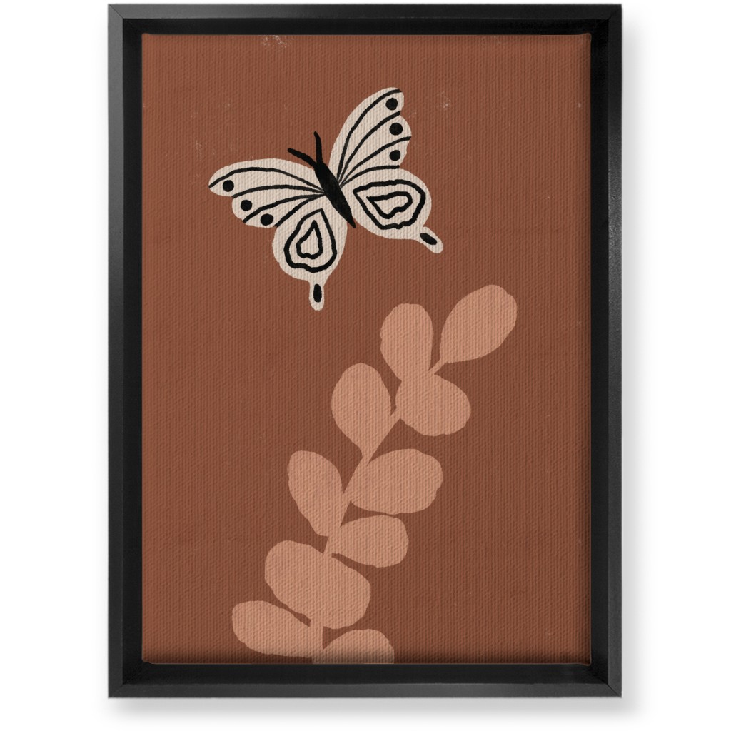 Butterfly and Branch - Warm Wall Art, Black, Single piece, Canvas, 10x14, Brown, Brown