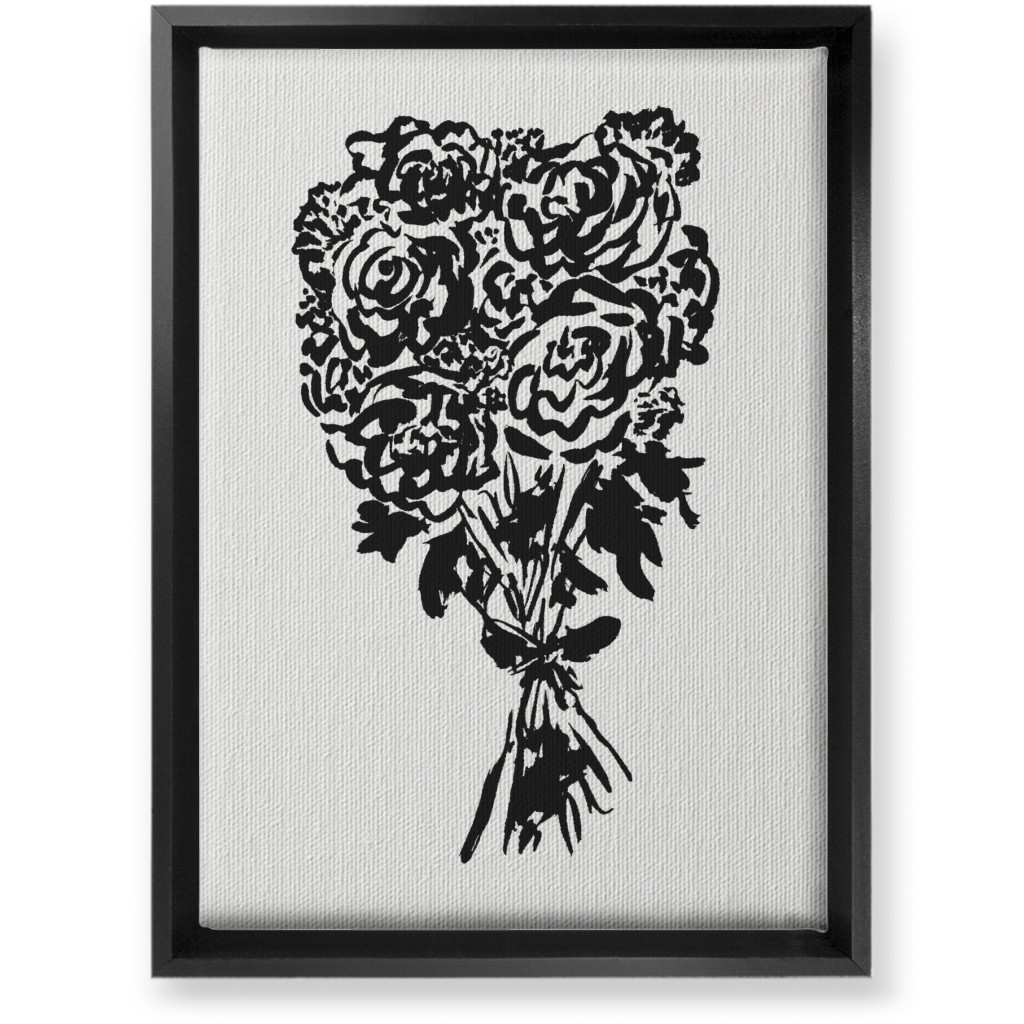 Summer Bouquet Wall Art, Black, Single piece, Canvas, 10x14, White, White