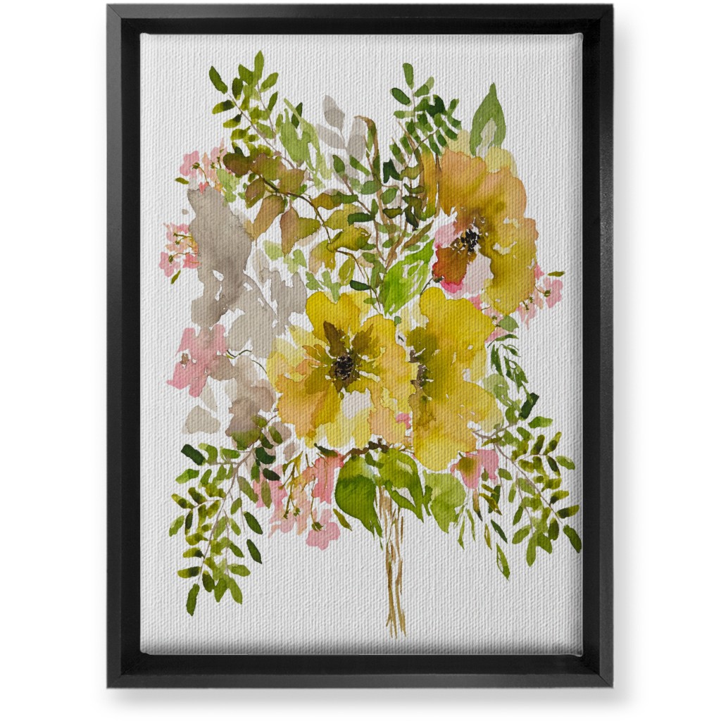 Floral Bouquet - Yellow Wall Art, Black, Single piece, Canvas, 10x14, Yellow, Classic Yellow