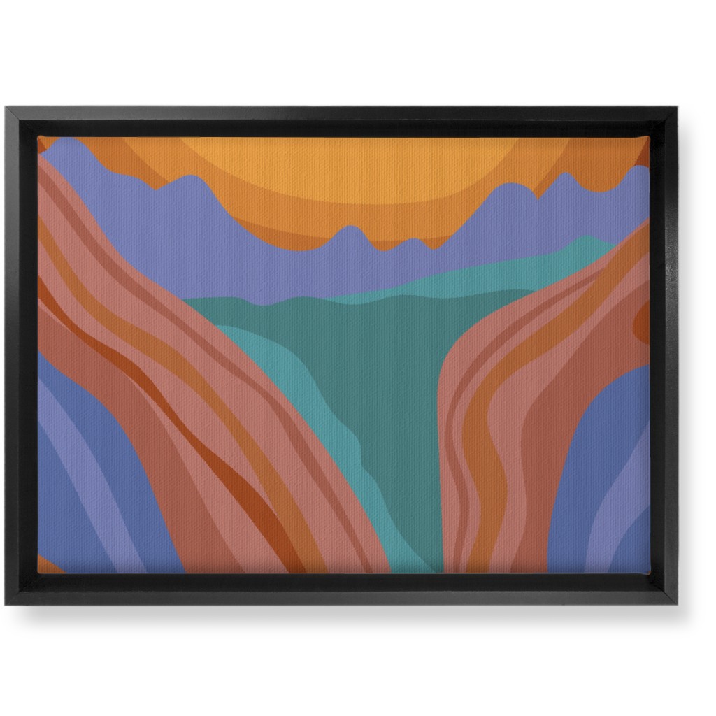 Minimalist Canyon River Sunset - Multi Wall Art, Black, Single piece, Canvas, 10x14, Multicolor