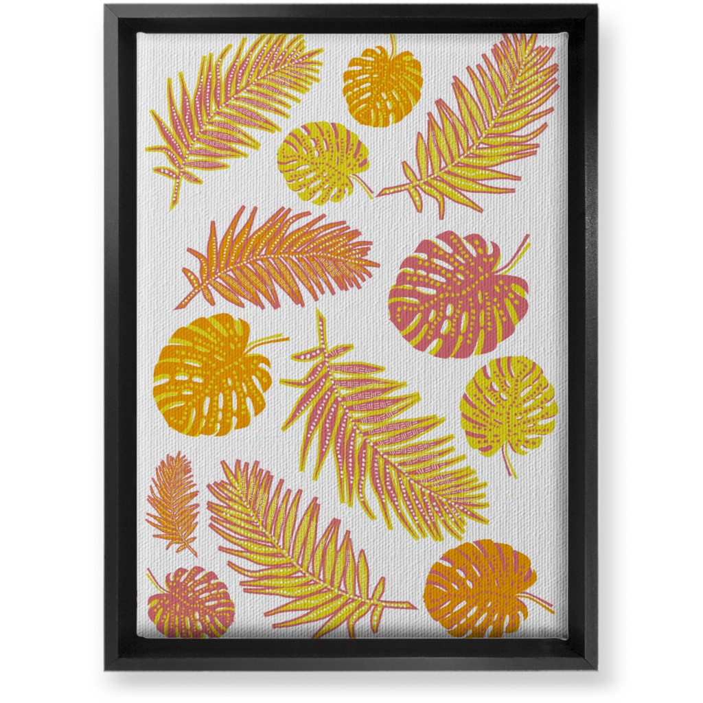Optimistic Tropical Leaves - Multi Wall Art, Black, Single piece, Canvas, 10x14, Orange