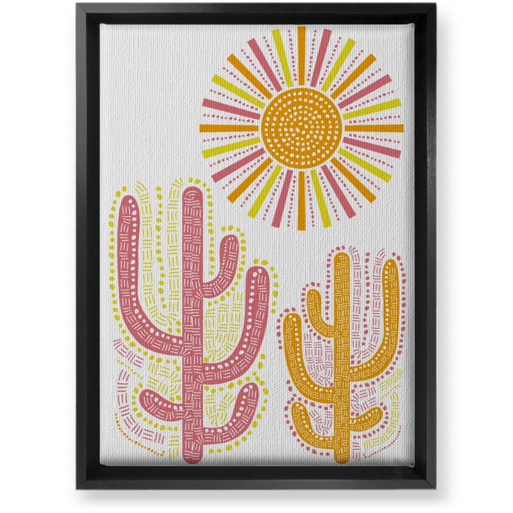 Boho Cactus and Sunny Summer - Warm Wall Art, Black, Single piece, Canvas, 10x14, Multicolor