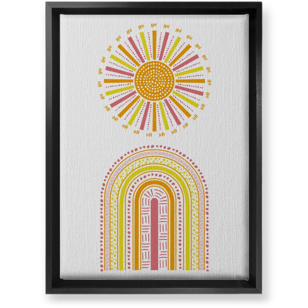 Boho Rainbow and Sun - Warm Wall Art, Black, Single piece, Canvas, 10x14, Multicolor