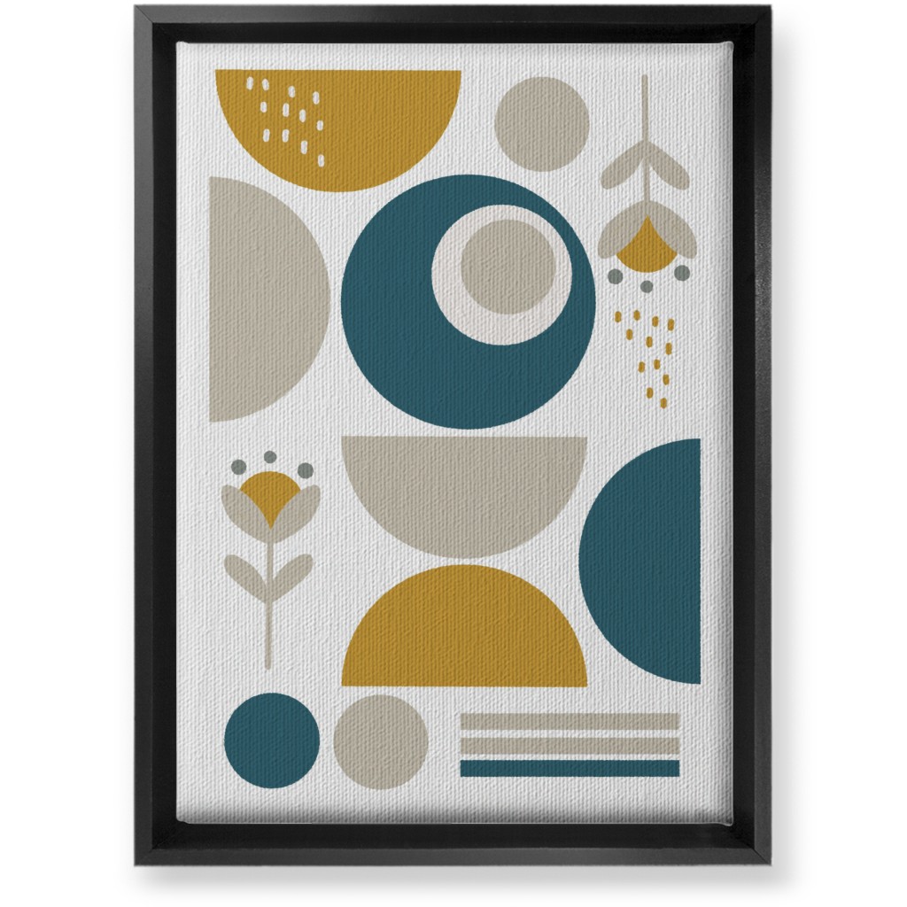 Abstract Floral - Yellow and Blue Wall Art, Black, Single piece, Canvas, 10x14, Multicolor