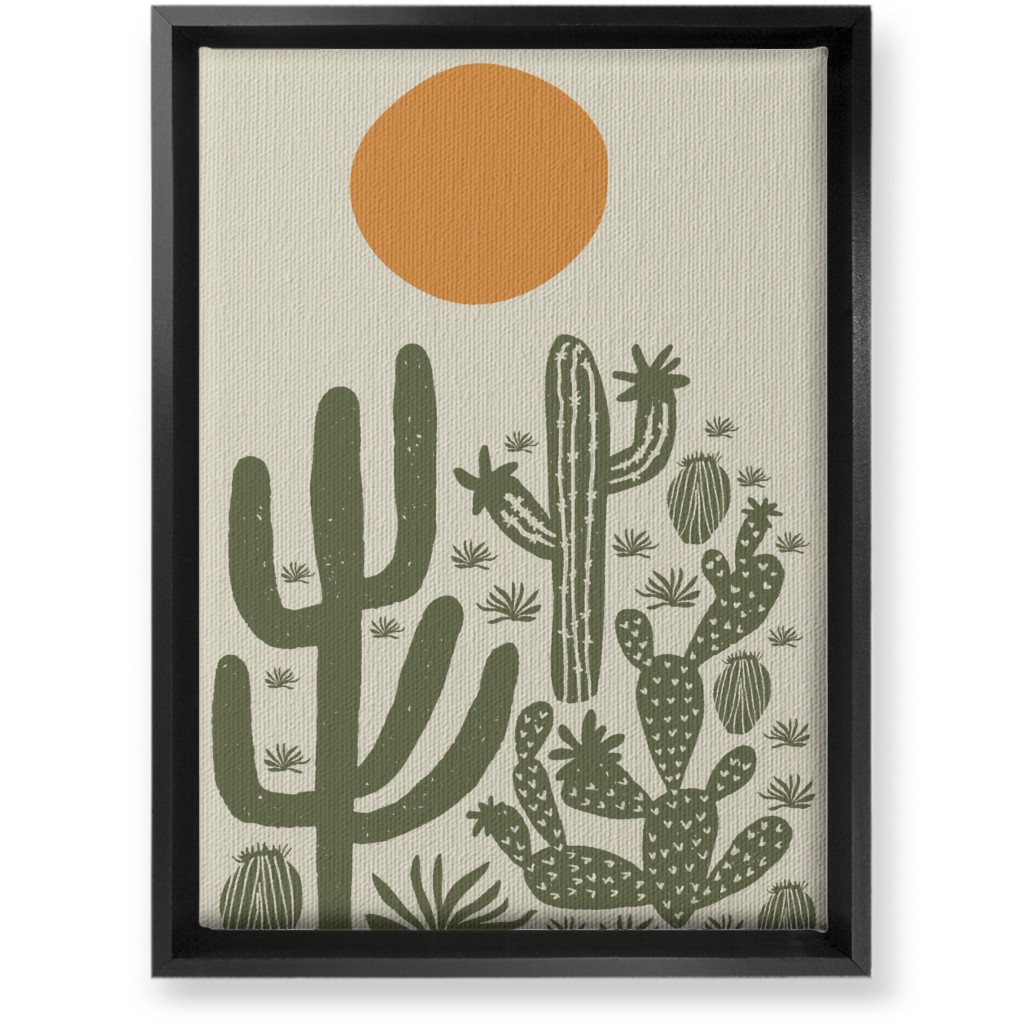 Cactus - Earth Tones Wall Art, Black, Single piece, Canvas, 10x14, Beige, Pearl