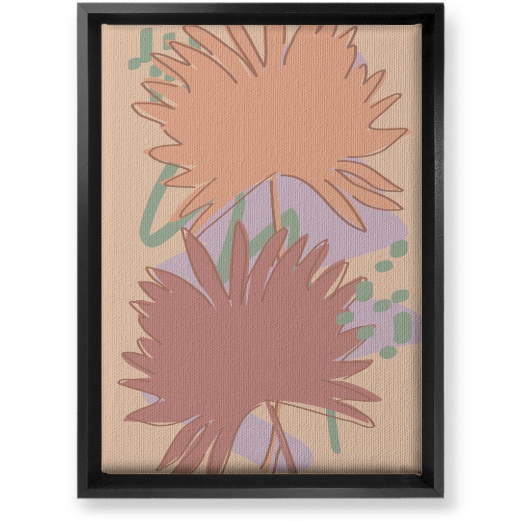 Modern Sabal Palm - Pink Wall Art, Black, Single piece, Canvas, 10x14, Orange