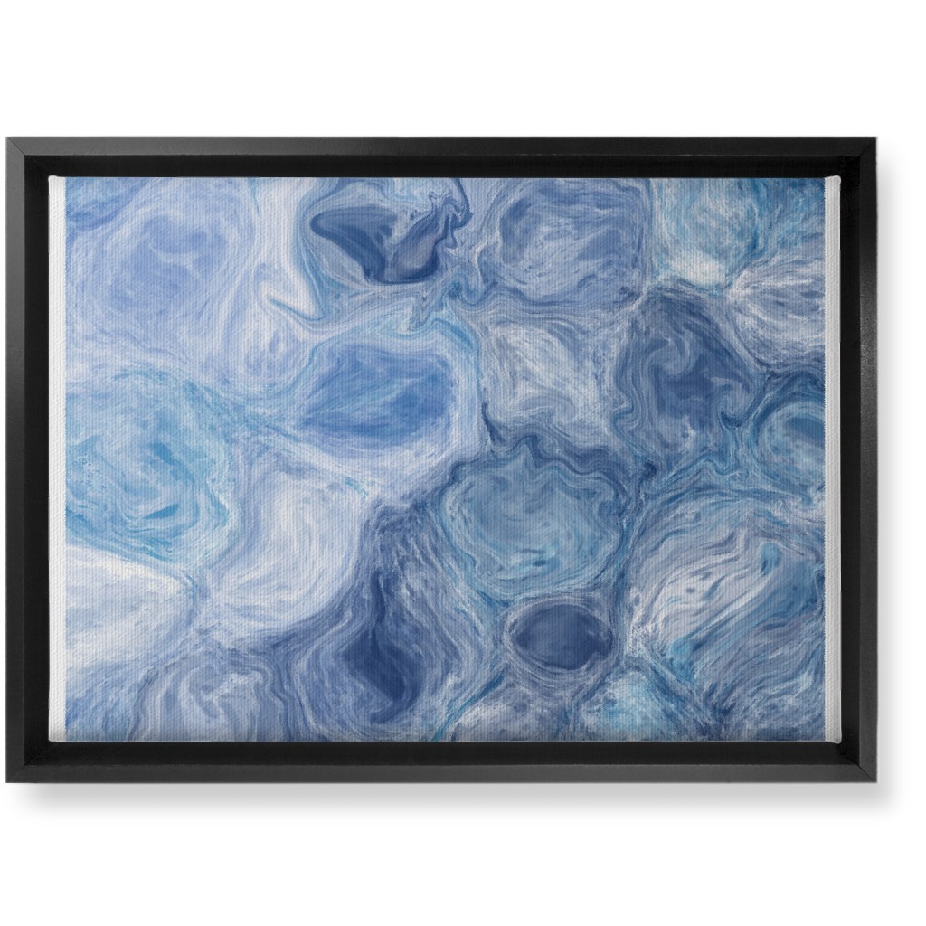 Abstract Acrylic Pour Ripple - Blue Wall Art, Black, Single piece, Canvas, 10x14, Blue, True Blue