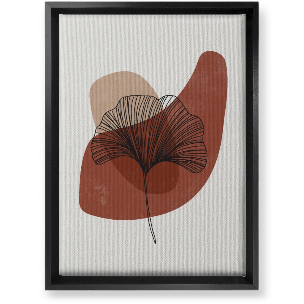 Abstract Ginko - Terracotta and Ivory Wall Art, Black, Single piece, Canvas, 10x14, Brown