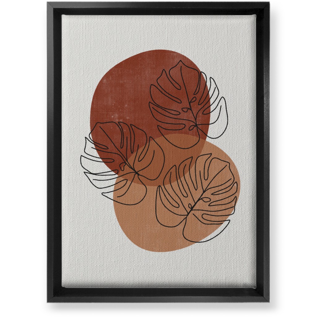 Abstract Monstera Leaves - Terracotta and Ivory Wall Art, Black, Single piece, Canvas, 10x14, Brown, Brown
