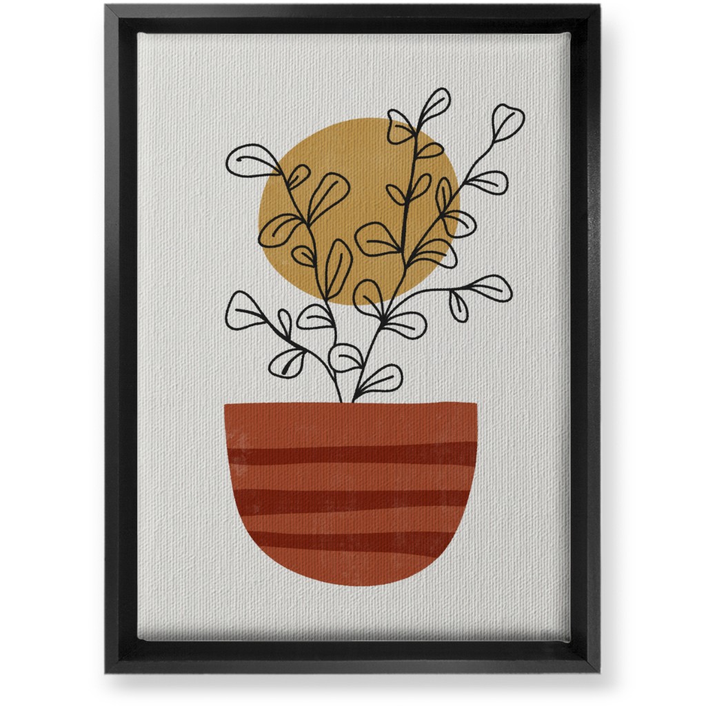 Abstract Flower Pot - Terracotta and Ivory Wall Art, Black, Single piece, Canvas, 10x14, Brown
