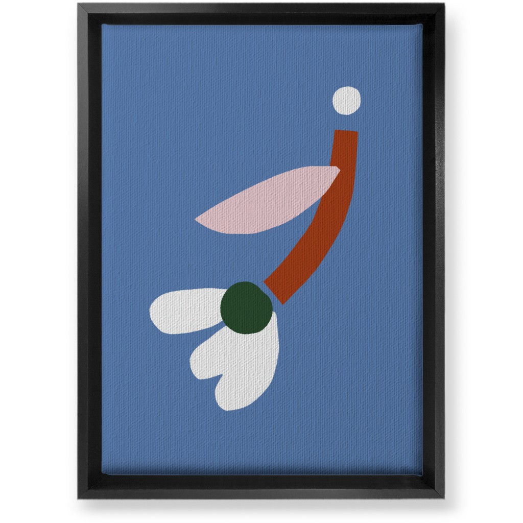 Flower - Multi on Blue Wall Art, Black, Single piece, Canvas, 10x14, Blue, True Blue