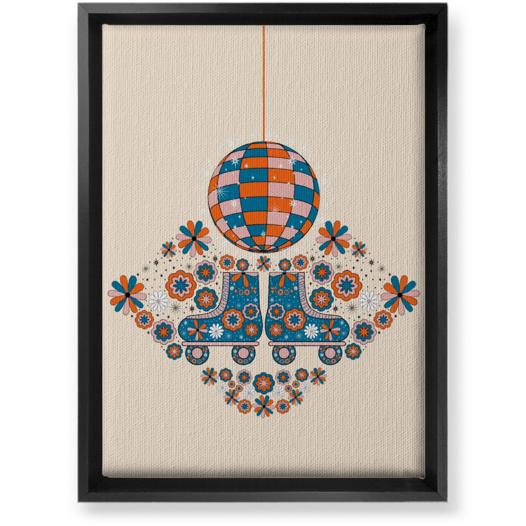 Retro 70s Roller Disco - Multi Wall Art, Black, Single piece, Canvas, 10x14, Multicolor