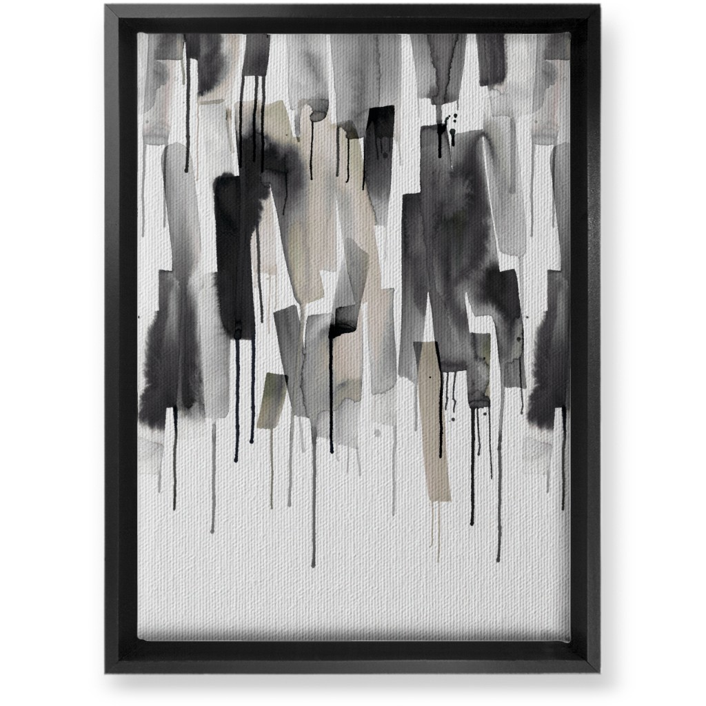 Watery Stripes Wall Art, Black, Single piece, Canvas, 10x14, Gray, Smoke