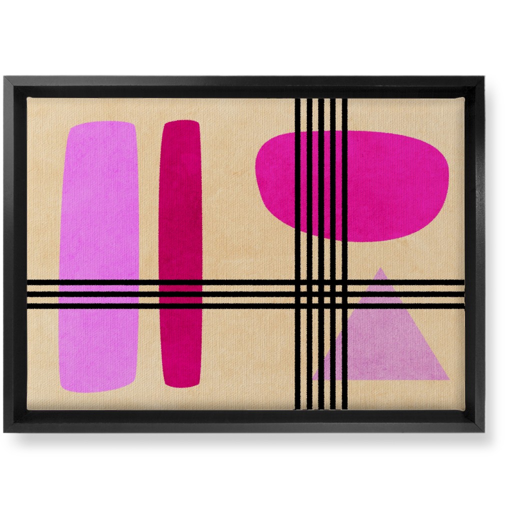 Criss-Cross Abstract Wall Art, Black, Single piece, Canvas, 10x14, Pink