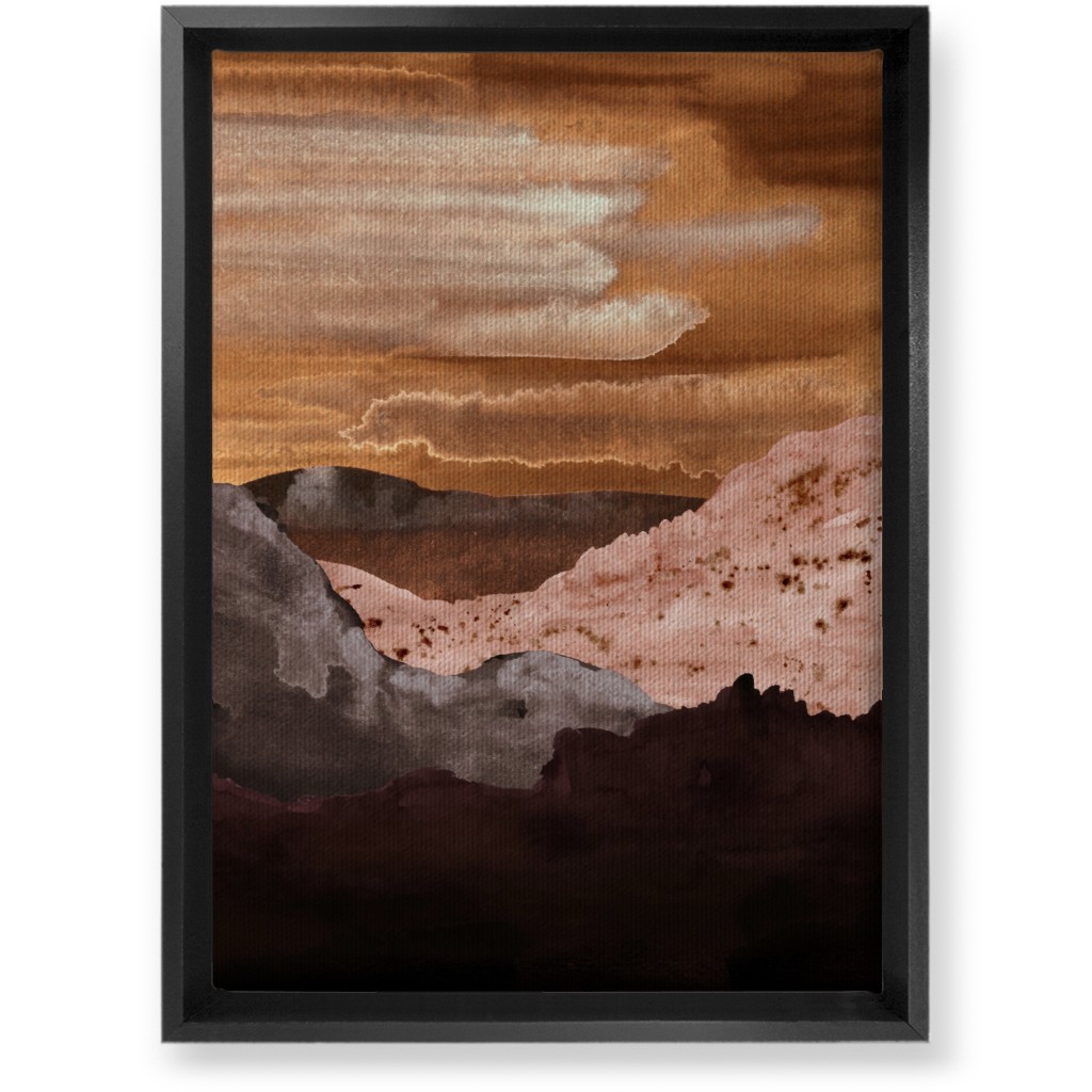 Canyon Sunset Wall Art, Black, Single piece, Canvas, 10x14, Orange