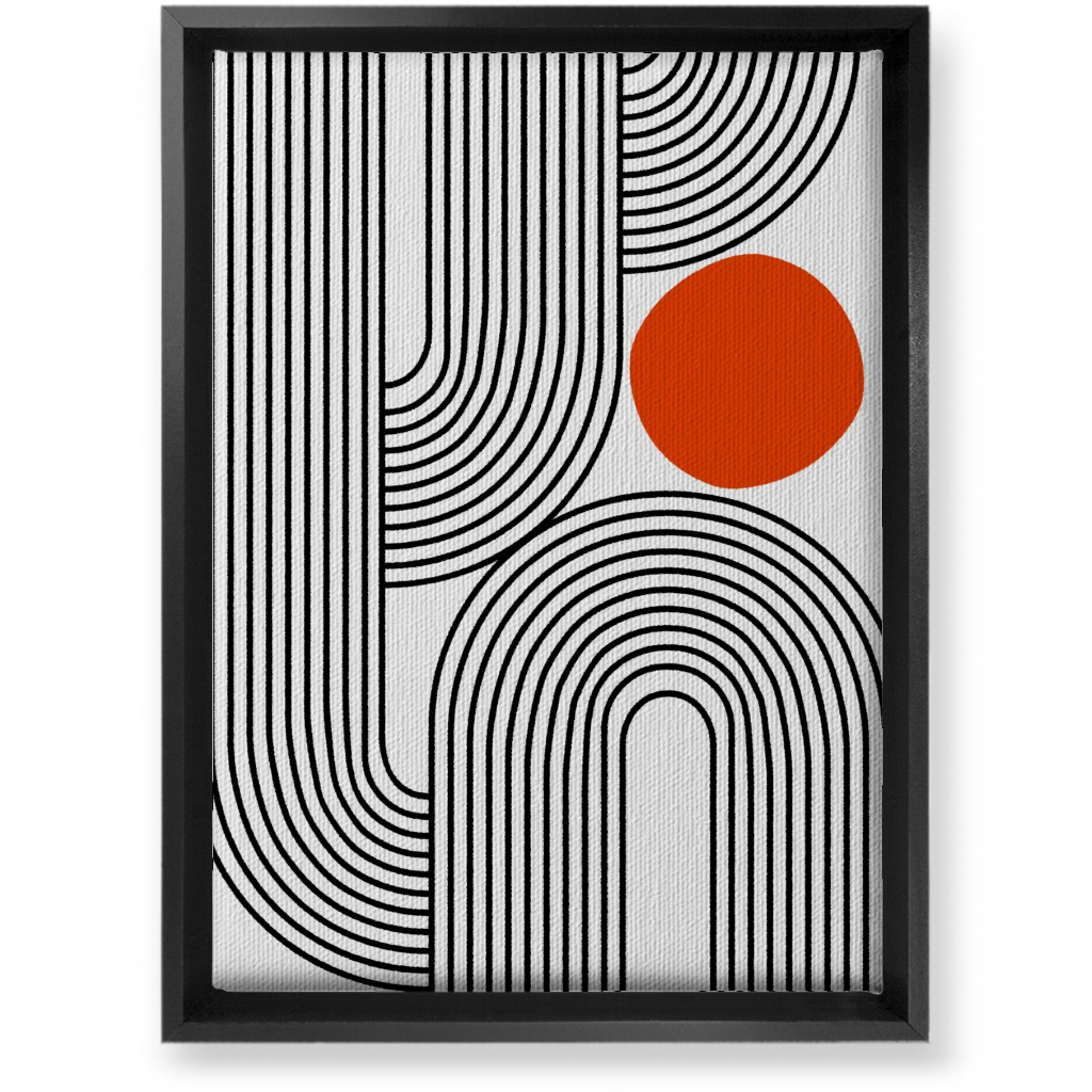 Rising Sun Minimal Geometric Lines Wall Art, Black, Single piece, Canvas, 10x14, Red