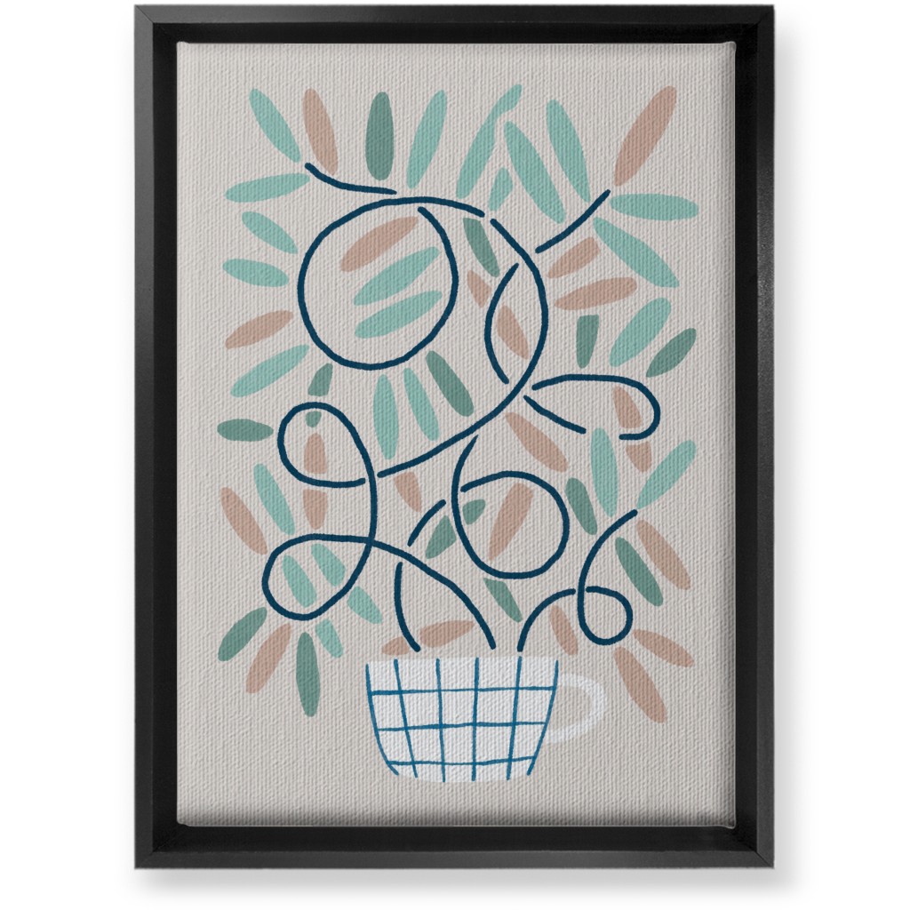 Cup and Plants Wall Art, Black, Single piece, Canvas, 10x14, Beige