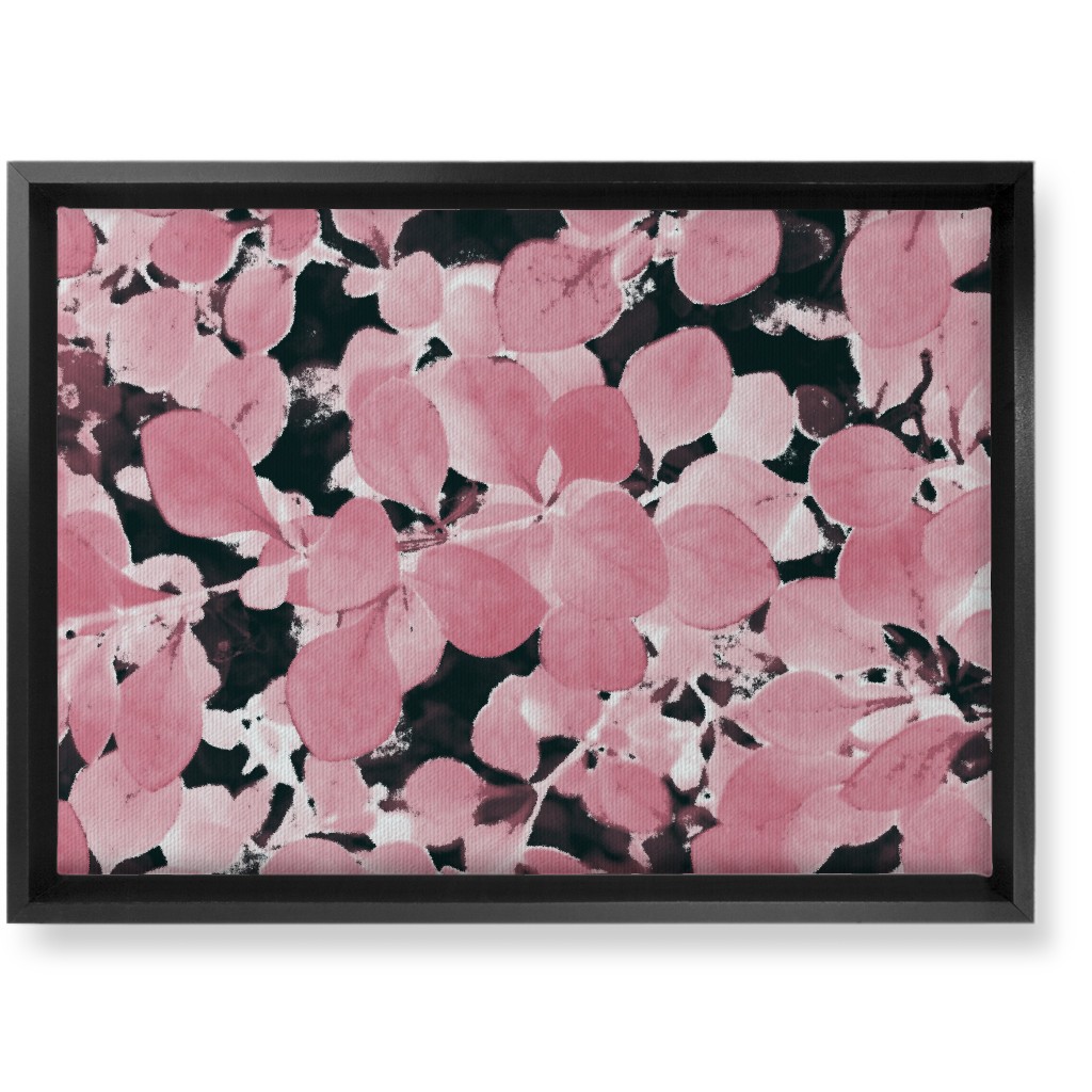 Plum Leaves - Pink on Black Wall Art, Black, Single piece, Canvas, 10x14, Pink, Bright Pink