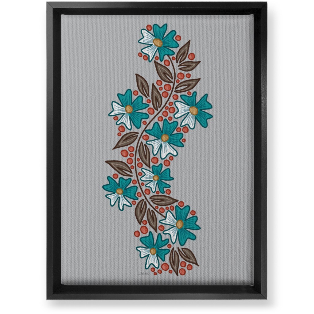 Floral Swish - Multi Wall Art, Black, Single piece, Canvas, 10x14, Gray, Gray