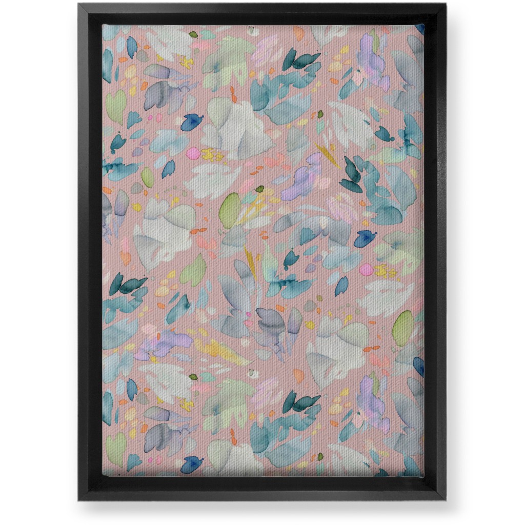 Abstract Petal Flowering Wall Art, Black, Single piece, Canvas, 10x14, Pink