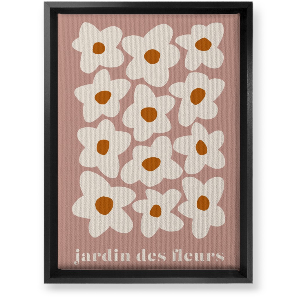 Botanical Graphic Retro Flower Garden Wall Art, Black, Single piece, Canvas, 10x14, Pink, Whisper