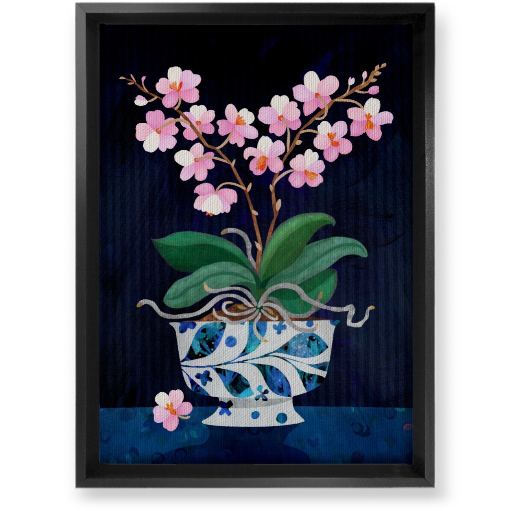 Orchid in Bloom - Dark Wall Art, Black, Single piece, Canvas, 10x14, Multicolor