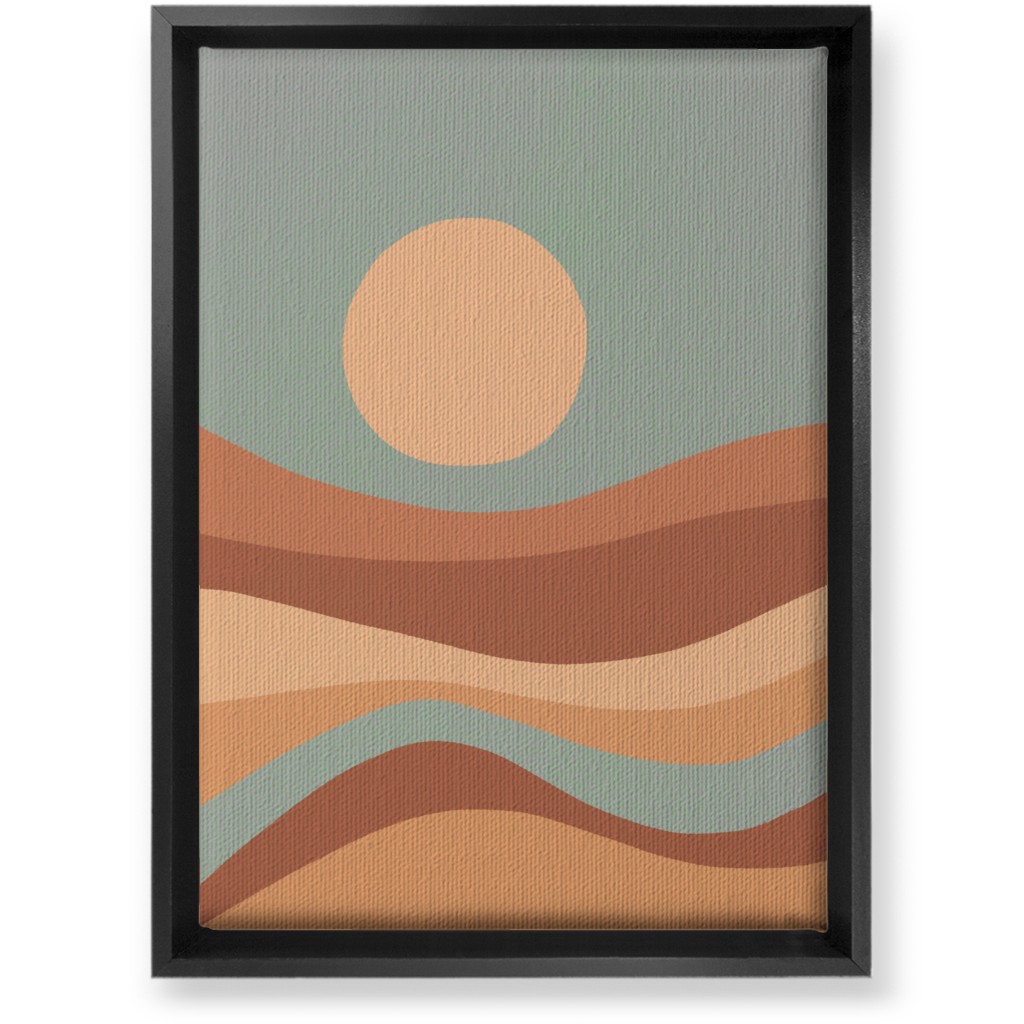 Tropical Seaside Sunrise With Waves - Blue and Orange Wall Art, Black, Single piece, Canvas, 10x14, Multicolor