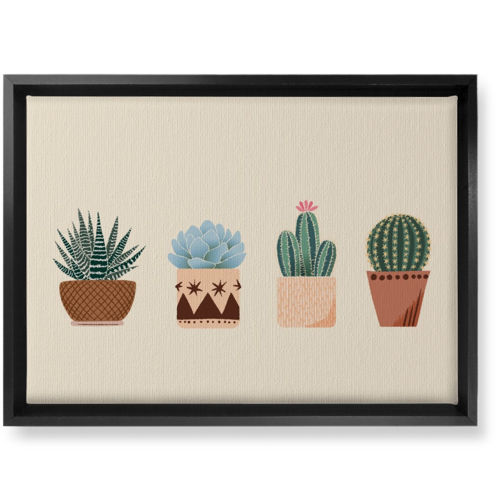 Cactus and Succulent Plants - Neutral Wall Art, Black, Single piece, Canvas, 10x14, Beige, Pearl