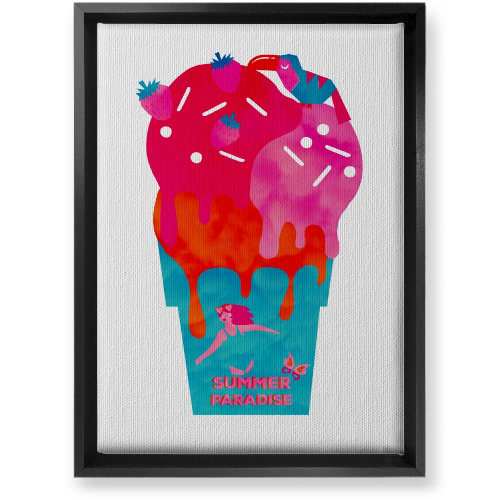 Summer Ice Cream Paradise - Multi Wall Art, Black, Single piece, Canvas, 10x14, Multicolor