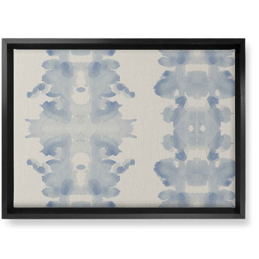Double Inkblot - Light Blue and Cream Wall Art, Black, Single piece, Canvas, 10x14, Blue