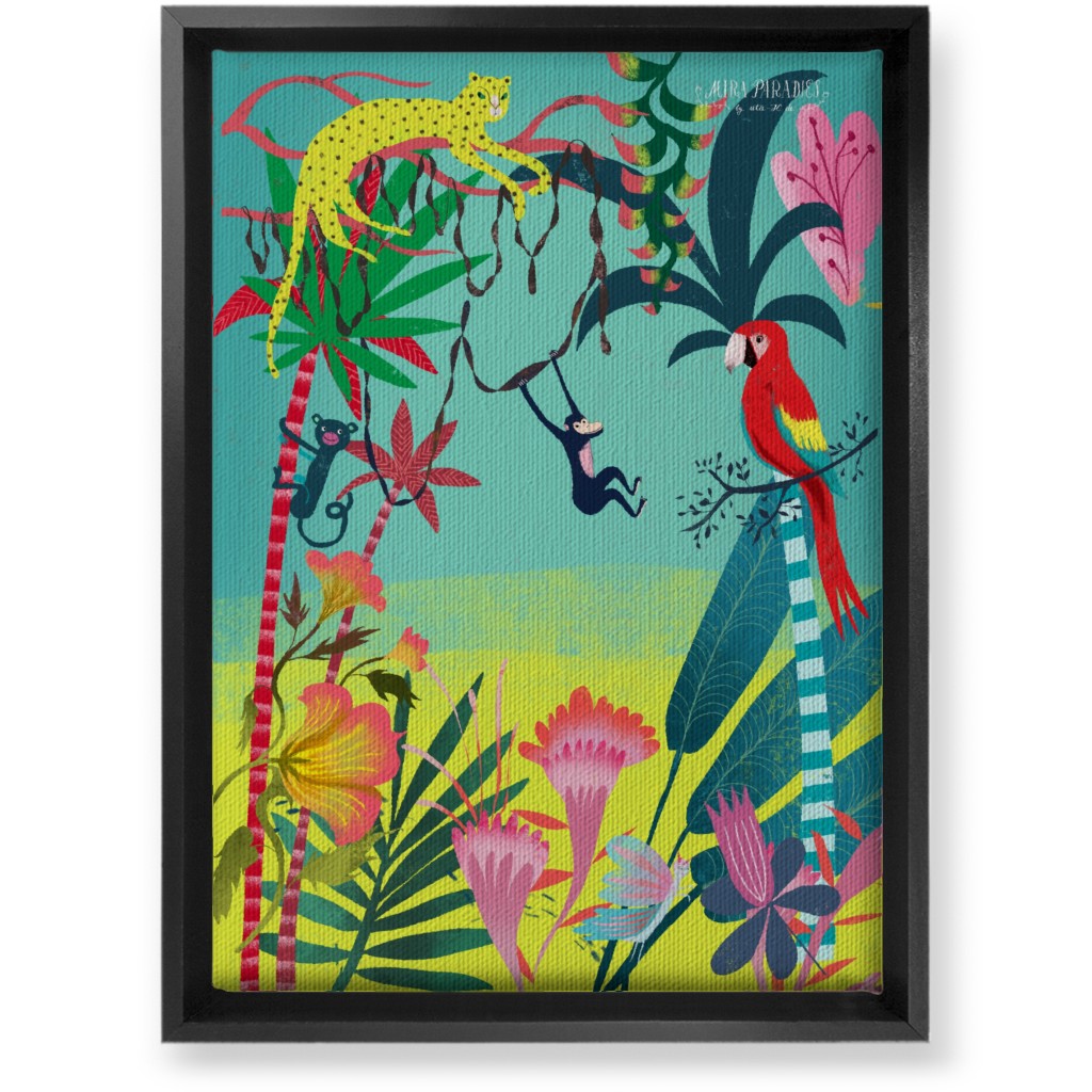 Jungle Animals & Botanical - Multi Wall Art, Black, Single piece, Canvas, 10x14, Multicolor