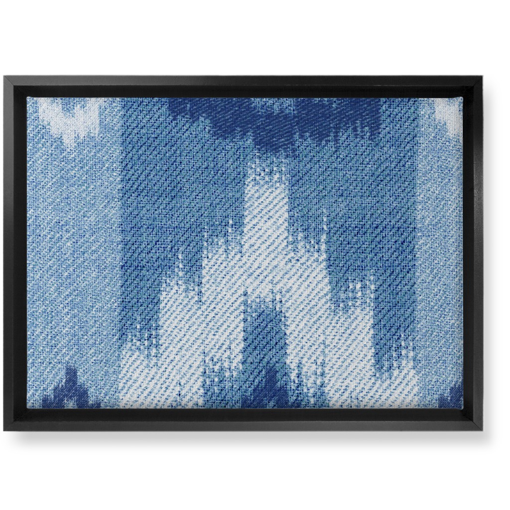 Blue Ikat Wall Art, Black, Single piece, Canvas, 10x14, Blue