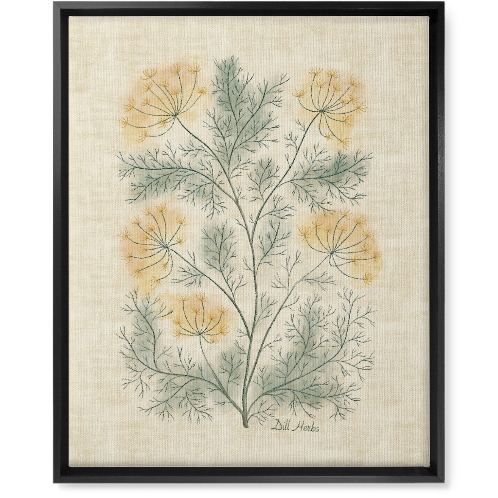 Dill Botanical Illustration Wall Art, Black, Single piece, Canvas, 16x20, Beige